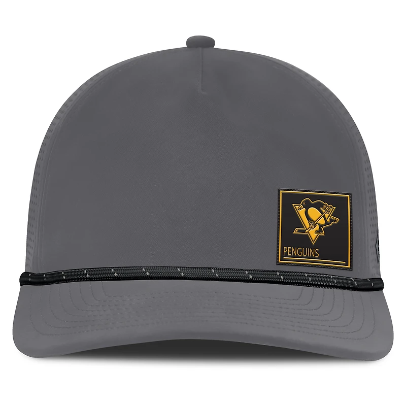 Casquette ajustable en corde de capitaine des Penguins de Pittsburgh pour hommes Fanatics Grey