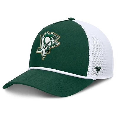 Casquette ajustable Fanatics verte et blanche Pittsburgh Penguins Bermuda A-Frame pour homme