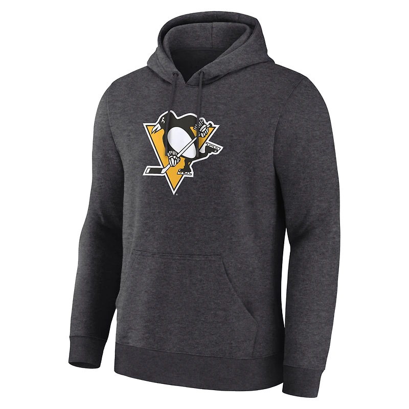 Men's Fanatics Heather Charcoal Pittsburgh Penguins Essential Hoodie