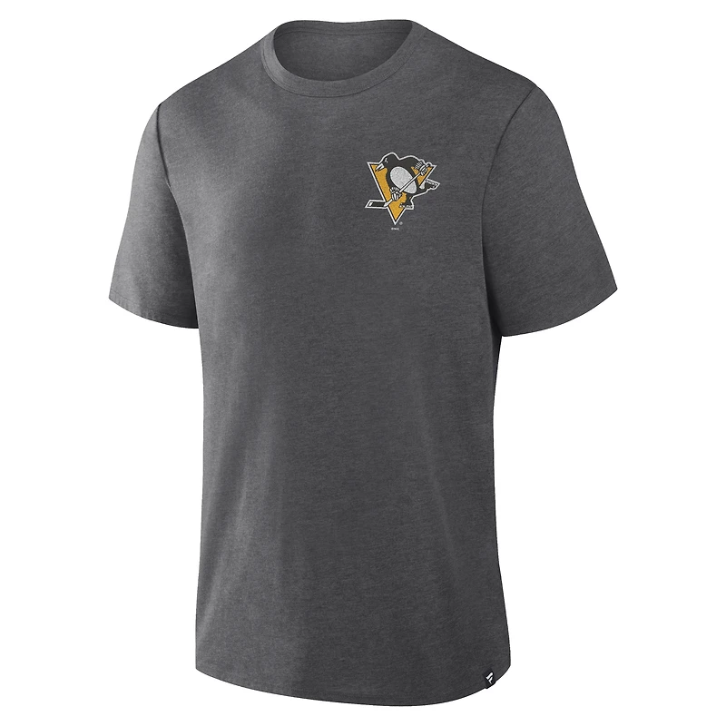 T-shirt tri-blend Fan Lanes des Penguins de Pittsburgh pour hommes, couleur anthracite chiné