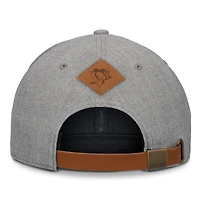 Casquette à bretelles en cuir avec cadre en A pour hommes Fanatics Heather Grey Pittsburgh Penguins Elements