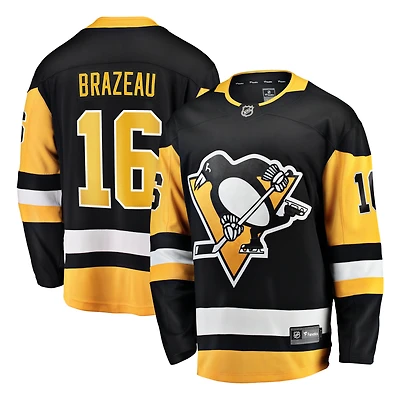 Maillot Justin Brazeau noir des Penguins de Pittsburgh pour hommes Fanatics