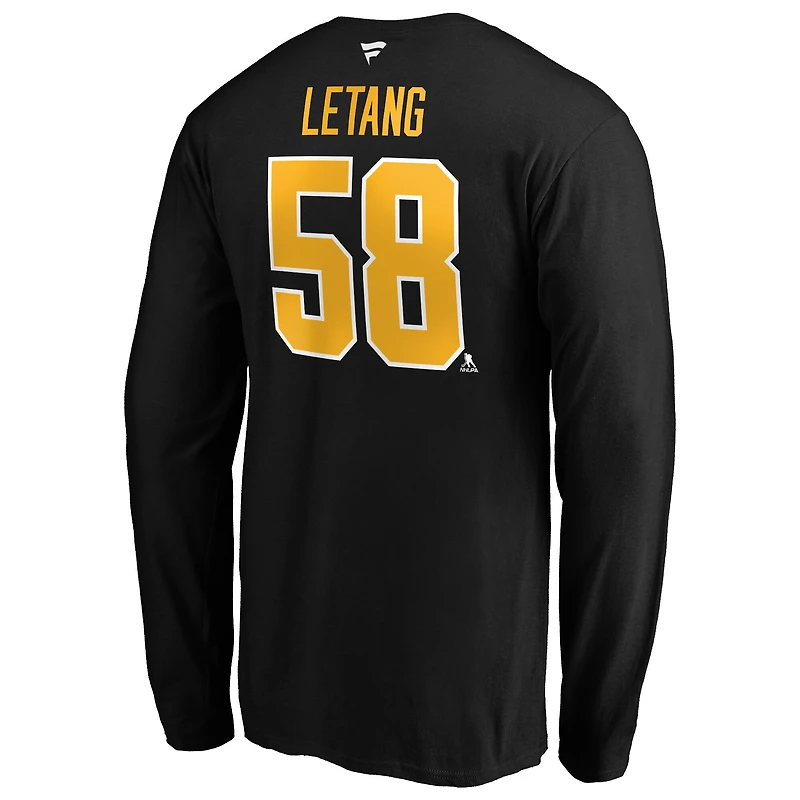 Men's Fanatics Kris Letang Black Pittsburgh Penguins Authentic Stack Name & Number T-Shirt