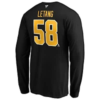 Men's Fanatics Kris Letang Black Pittsburgh Penguins Authentic Stack Name & Number T-Shirt