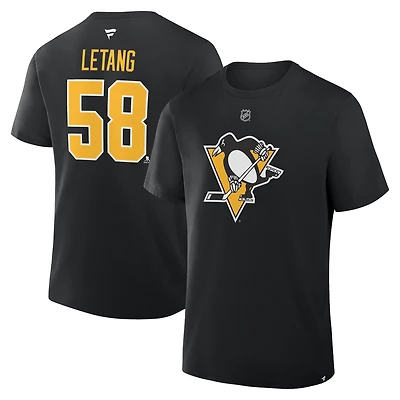 Men's Fanatics Kris Letang Black Pittsburgh Penguins Authentic Stack Name & Number T-Shirt