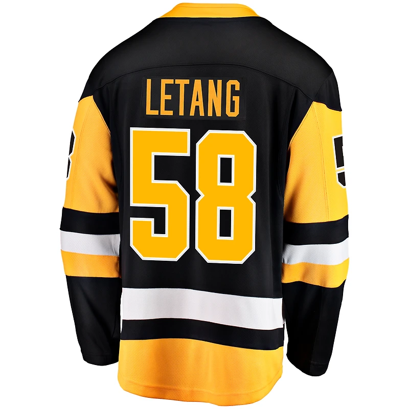 Maillot d'évasion à domicile Fanatics Kris Letang pour hommes, noir, Pittsburgh Penguins