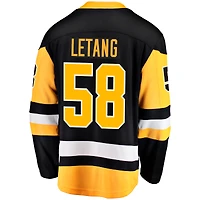 Maillot d'évasion à domicile Fanatics Kris Letang pour hommes, noir, Pittsburgh Penguins