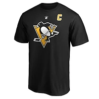 Men's Fanatics Mario Lemieux Black Pittsburgh Penguins Authentic Stack Retired Player Name & Number T-Shirt