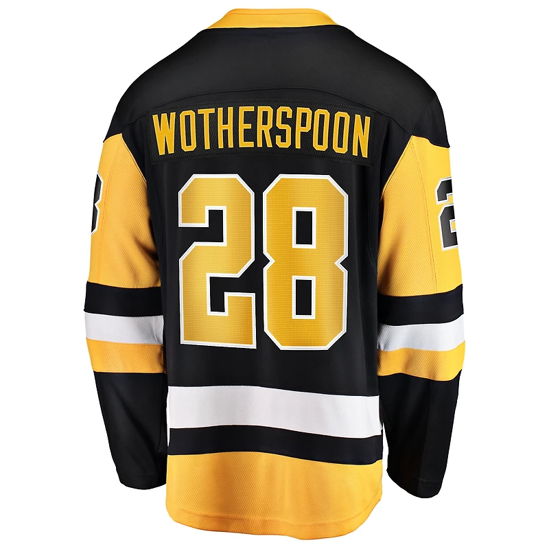 Maillot Fanatics Parker Wotherspoon noir pour homme, équipe des Penguins de Pittsburgh, domicile Breakaway