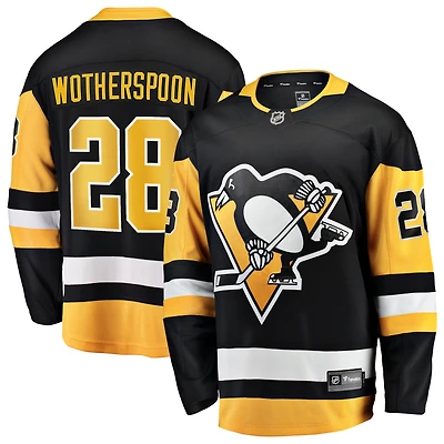 Maillot Fanatics Parker Wotherspoon noir pour homme, équipe des Penguins de Pittsburgh, domicile Breakaway