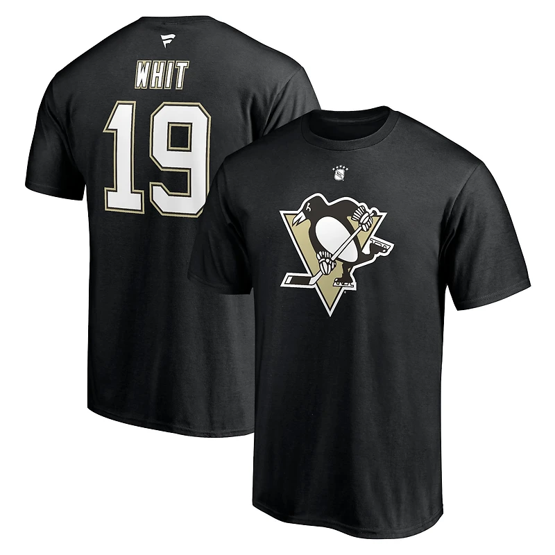 Fanatics Branded Ryan Whitney Black Pittsburgh Penguins Authentic Stack Retired Player Surnom et numéro T-shirt
