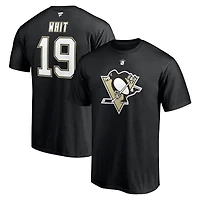Fanatics Branded Ryan Whitney Black Pittsburgh Penguins Authentic Stack Retired Player Surnom et numéro T-shirt