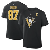Men's Fanatics Sidney Crosby Black Pittsburgh Penguins Authentic Stack Name & Number T-Shirt