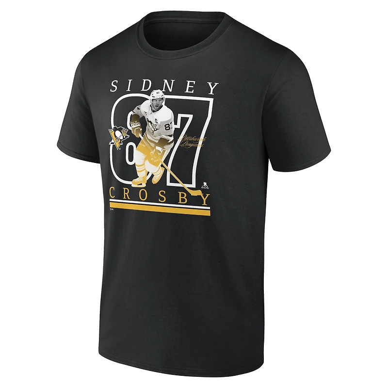 Men's Fanatics Sidney Crosby Black Pittsburgh Penguins Authentic Stack Name & Number T-Shirt