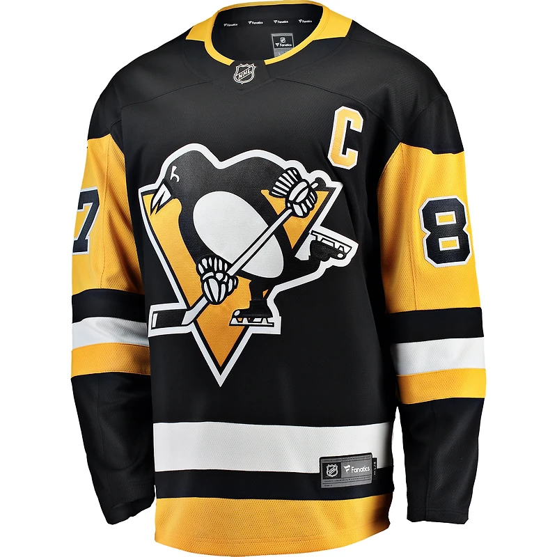 Men's Fanatics Sidney Crosby Black Pittsburgh Penguins Captain Patch Home Breakaway Jersey
