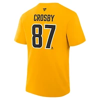 T-shirt authentique Fanatics Sidney Crosby Gold Pittsburgh Penguins pour homme, avec nom et numéro superposés