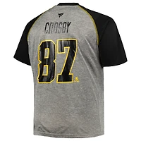 Men's Fanatics Sidney Crosby Heather Gray/Black Pittsburgh Penguins Big & Tall Contrast Raglan Name Number T-Shirt
