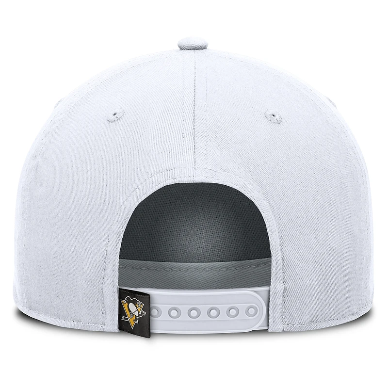 Casquette ajustable en forme de A pour homme, motif corde blanche des Penguins de Pittsburgh, Fanatics