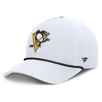 Casquette ajustable en forme de A pour homme, motif corde blanche des Penguins de Pittsburgh, Fanatics