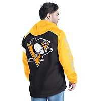 Veste à capuche demi-zip latéral G-III Sports by Carl Banks pour homme, noire/dorée, des Penguins de Pittsburgh