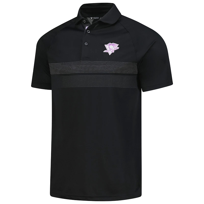 Polo Mason noir Levelwear pour homme des Penguins de Pittsburgh « Hockey Fights Cancer Draft Day »