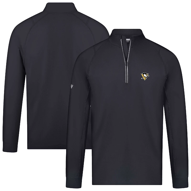 Men's Levelwear Black Pittsburgh Penguins Theory Insignia Core Raglan Quarter-Zip Pullover Top