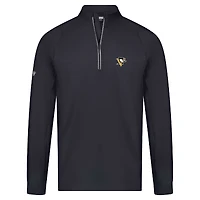 Men's Levelwear Black Pittsburgh Penguins Theory Insignia Core Raglan Quarter-Zip Pullover Top