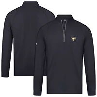 Men's Levelwear Black Pittsburgh Penguins Theory Insignia Core Raglan Quarter-Zip Pullover Top