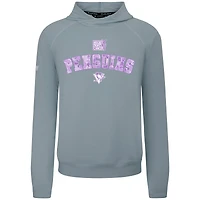 Sweat à capuche Levelwear gris pour homme, Pittsburgh Penguins Hockey Fights Cancer Mandate, en mélange de trois matières