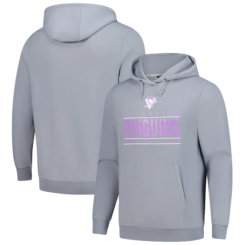 Sweat à capuche gris Levelwear pour homme, motif Penguins de Pittsburgh, « Hockey Fights Cancer » Pulsar Off Season Tri-Blend