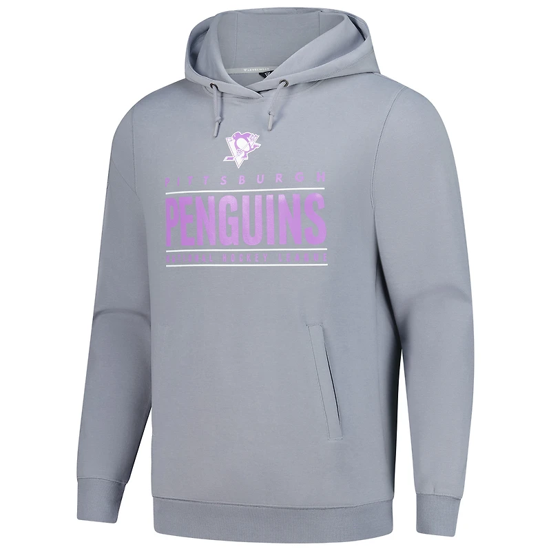 Sweat à capuche gris Levelwear pour homme, motif Penguins de Pittsburgh, « Hockey Fights Cancer » Pulsar Off Season Tri-Blend