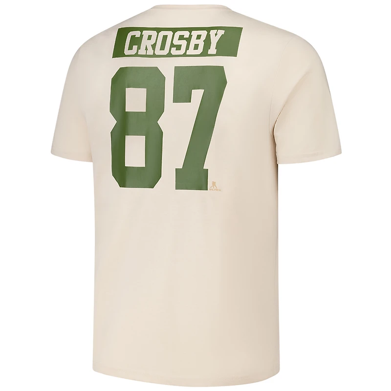 T-shirt pour homme Levelwear Sidney Crosby Khaki Pittsburgh Penguins 2024 NHL Military Appreciation Richmond Delta Player Name & Number