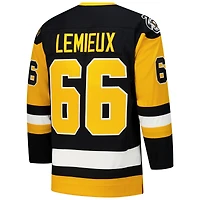 Maillot de jeu puissance Mario Lemieux noir pour homme des Penguins Pittsburgh