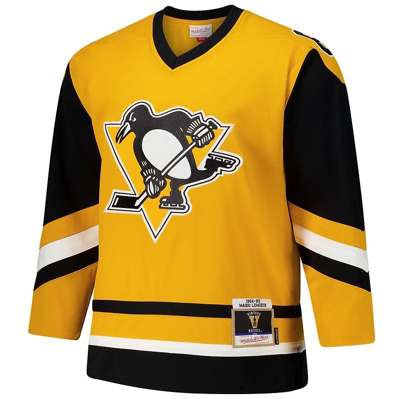 Maillot de jeu puissance Mario Lemieux Gold Pittsburgh Penguins 1984-85 pour homme