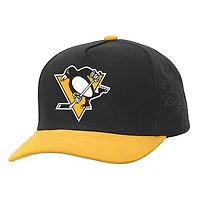 Casquette ajustable Mitchell & Ness Pro Crown noire/dorée pour homme des Penguins de Pittsburgh