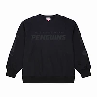 Men's Mitchell & Ness Black Pittsburgh Penguins Phantom Fleece Crew Neck Sweatshirt