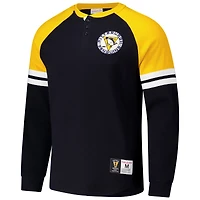 T-shirt thermique à manches longues Henley noir pour homme Mitchell & Ness Pittsburgh Penguins