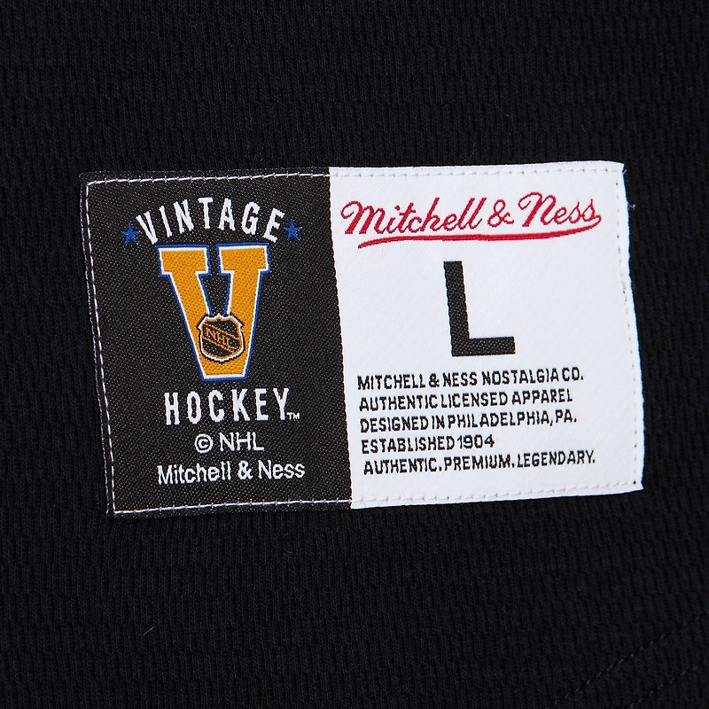 Men's Mitchell & Ness  Black Pittsburgh Penguins Thermal Henley Long Sleeve T-Shirt
