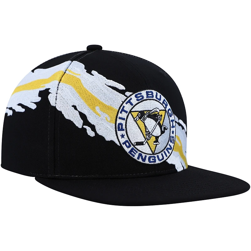 Men's Mitchell & Ness Black Pittsburgh Penguins Vintage Paintbrush Snapback Hat