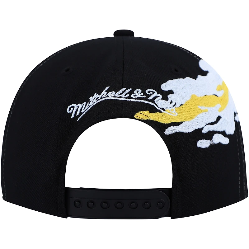 Men's Mitchell & Ness Black Pittsburgh Penguins Vintage Paintbrush Snapback Hat