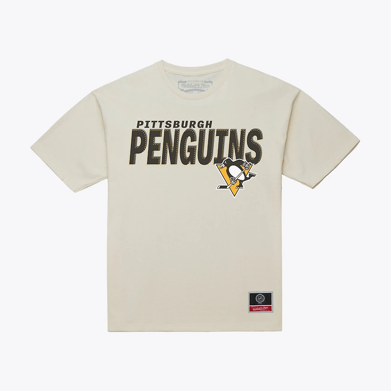 Men's Mitchell & Ness Cream Pittsburgh Penguins Core Plus T-Shirt