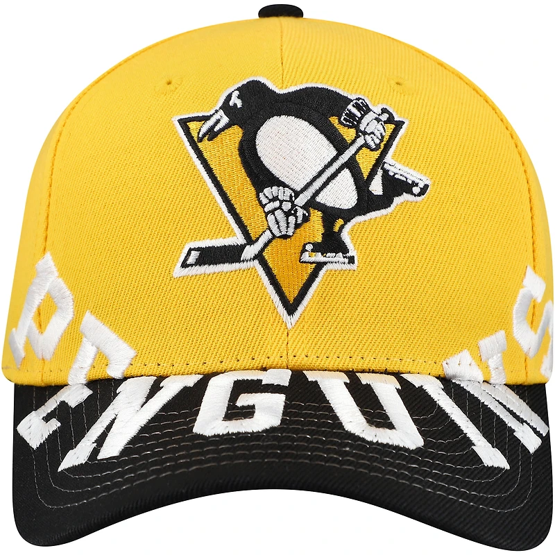 Casquette Snapback bicolore Pro Crown Underarch des Penguins de Pittsburgh pour homme Mitchell & Ness Gold/Black