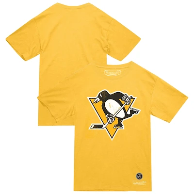 T-shirt Mitchell & Ness Gold Heritage pour homme, motif Penguins de Pittsburgh