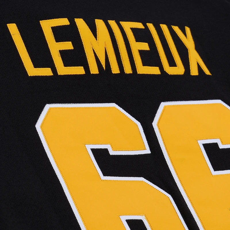 Sweat à capuche premium Mitchell & Ness Mario Lemieux noir pour homme, Penguins de Pittsburgh 1992, nom et numéro