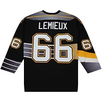 Men's Mitchell & Ness Mario Lemieux Black Pittsburgh Penguins Captain's Patch 1996/97 Blue Line Player Jersey