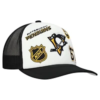 Casquette ajustable blanche/noire pour homme Mitchell & Ness Pittsburgh Penguins Gridlock Trucker
