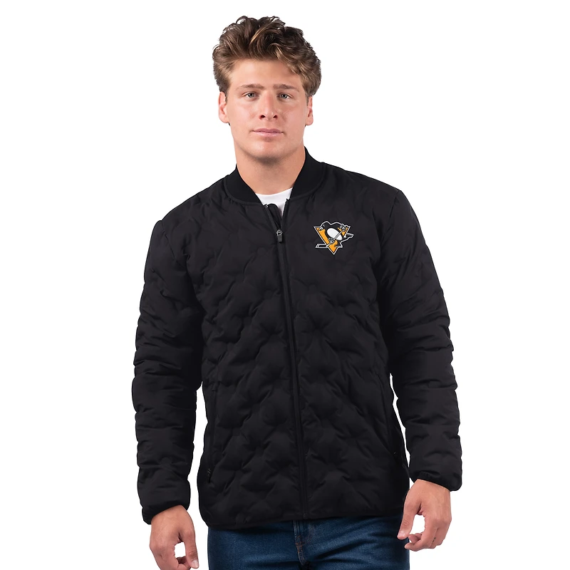 Veste matelassée entièrement zippée MSX by Michael Strahan pour homme, noire, des Penguins de Pittsburgh Persistence