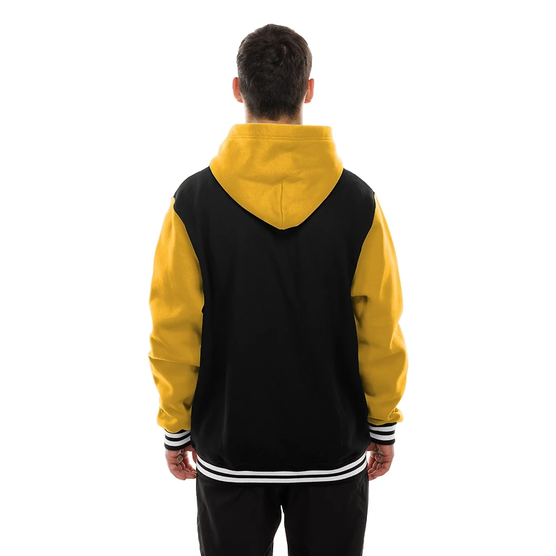 Men's New Era Black/Gold Pittsburgh Penguins Full-Snap Fleece Hoodie Jacket