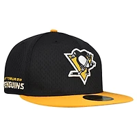 Men's New Era Black/Gold Pittsburgh Penguins Mesh Crown Two-Tone 59FIFTY Fitted Hat