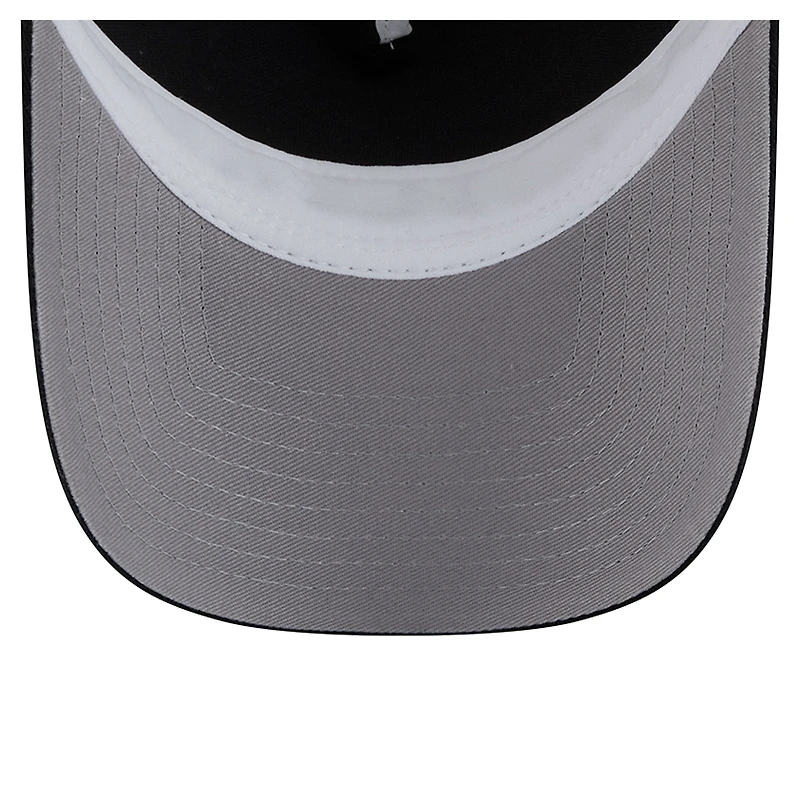 Men's New Era Black/White Pittsburgh Penguins Skater Patch A-Frame 9FORTY Adjustable Trucker Hat